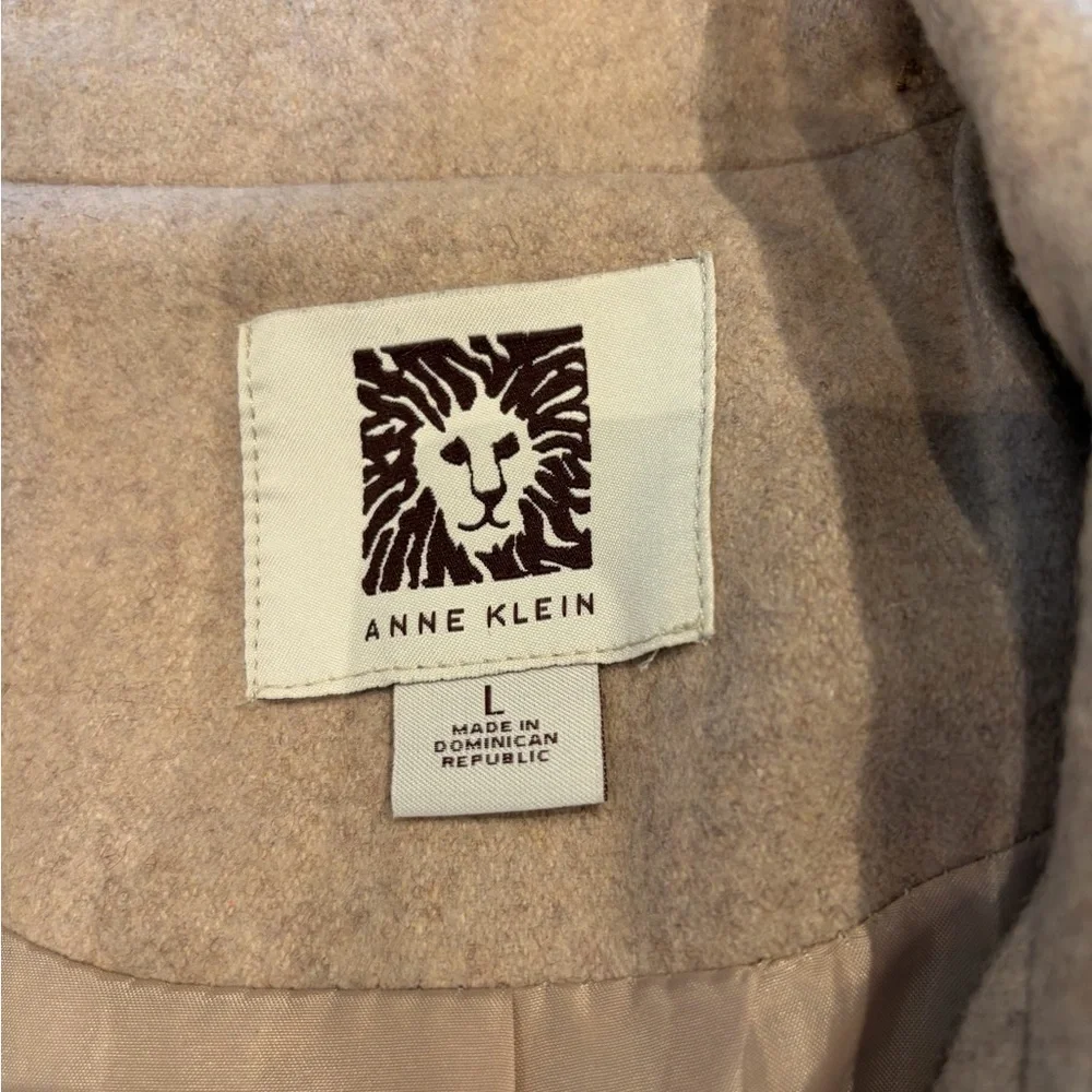 Anne Klein Camel Wool Blend Double Breasted Coat Large